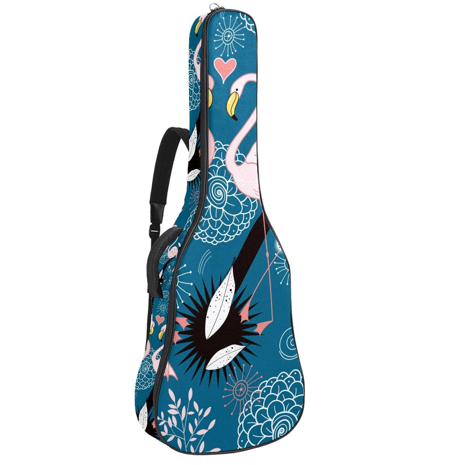 Anfänger Akustikgitarre Bundle Full Size Fichtendecke Cutaway Akustikgitarre Tasche, Lover Couple Flamingo Floral