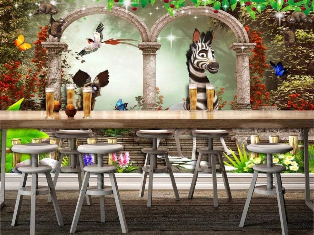 Märchenhafte Cartoon-Tiere Zebras Schmetterlinge 3D Tapete Poster Restaurant Schlafzimmer Wohnzimmer Sofa TV Dekorative Wand-430cm×300cm