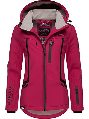 MARIKOO Damen Softshelljacke wasserdichte Funktionsjacke mit Abnehmbarer Kapuze Mount-Cho-Oyu Fuchsia Gr. S