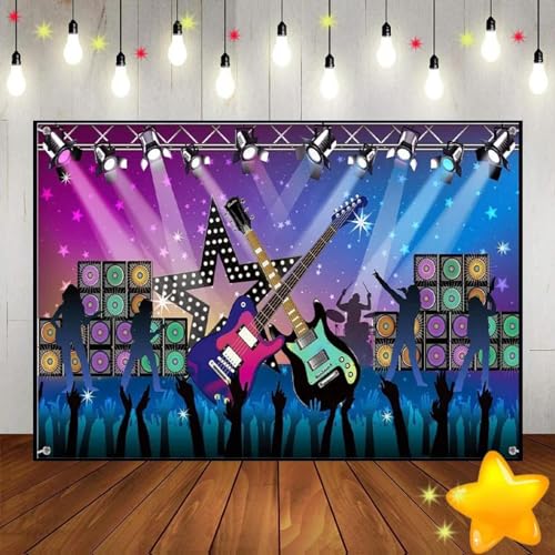 Gitarre 80S 90S Hintergrund geboren Fotografie Rock Stil Foto Party Geburtstag Dekoration befreit Kuste Bar Baby Party 300x200cm