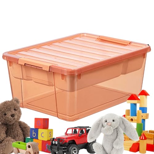 Lambo Spielzeug-Aufbewahrungsbox, Aufbewahrungsbox für Bauklötze,Bricks Bins Box mit Deckel | Stapelbare, platzsparende Kinderspielzeugbehälter für Küchen, Wohnzimmer und Schlafzimmer