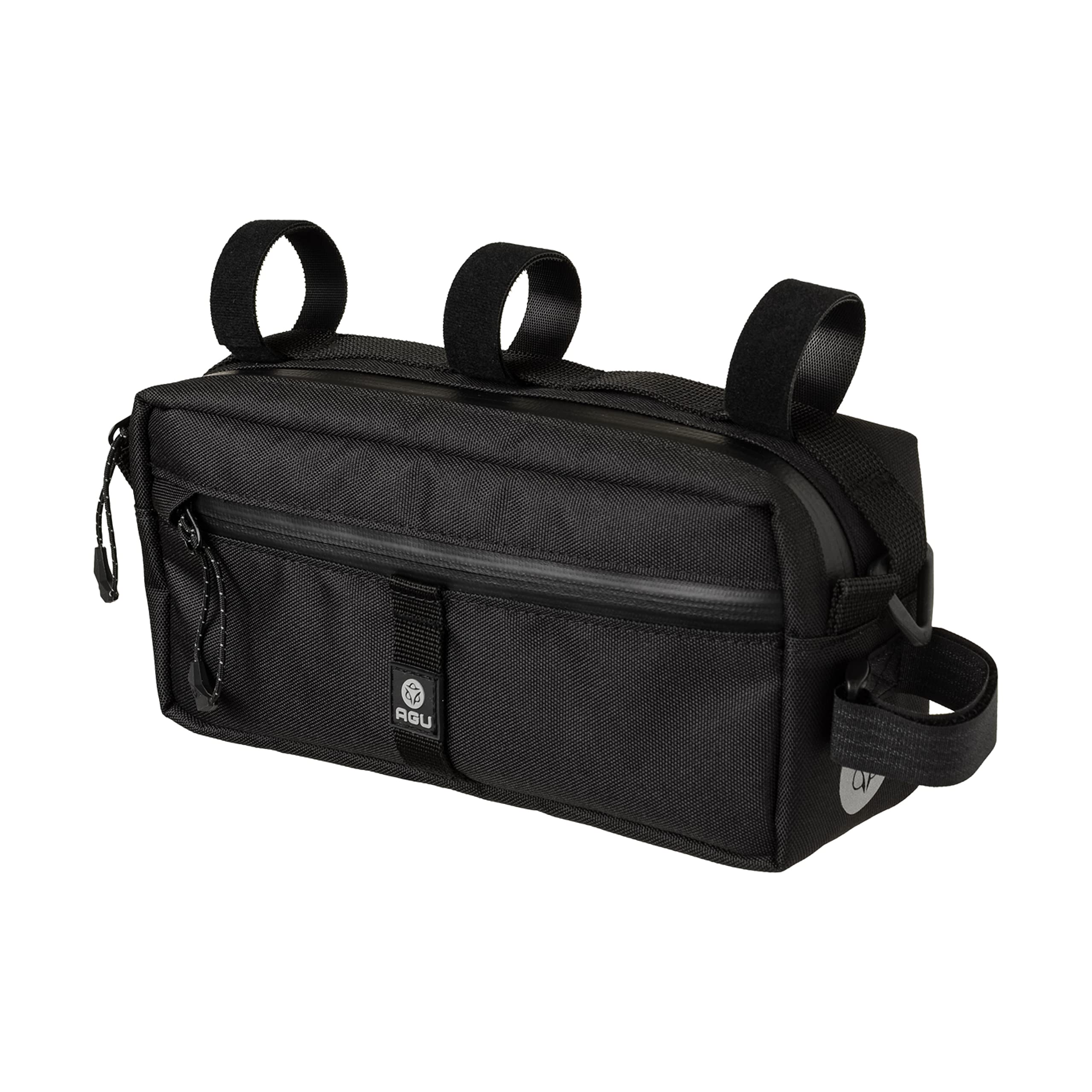 AGU Lenkertasche Bar Bag, 2L Fahrradtasche Lenker Vorne für Bikepacking, Rennradtasche, Wasserabweisend, Reflektierend, Einfache Montage, 100% Recyceltes Polyester - Schwarz