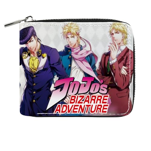 RYNDEX Jo-Jo's Bizar-re Adventu-re Geldtasche Anime, Reißverschluss Portemonnaie Leder, Mädchen Geldtasche mit Münzfach und Geldscheinfach(Color:Multicolor 6)