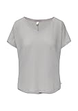 QS Damen 2147432 T-Shirt aus Leinenmix, grau 9203, M