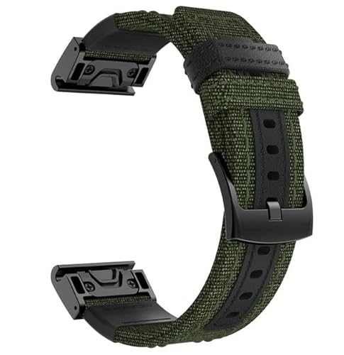 OPKDE 26 mm Nylon-Leder-Uhrenarmband für Garmin Fenix 6X 5X 3 3HR Smartwatch-Zubehör, Armband, Gürtel, 26 mm Schnellverschluss-Armband, For Fenix 5X, Achat