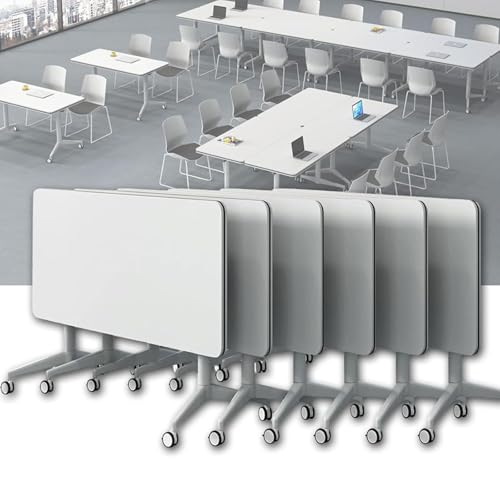 1–6er-Pack Klappbarer Konferenztisch, moderner Konferenztisch fürs Büro, mobile Klapptische mit Lenkrollen, klappbarer Besprechungstisch fürs Büro, Besprechungsraum, Unterricht,140cm/55in-6Pcs