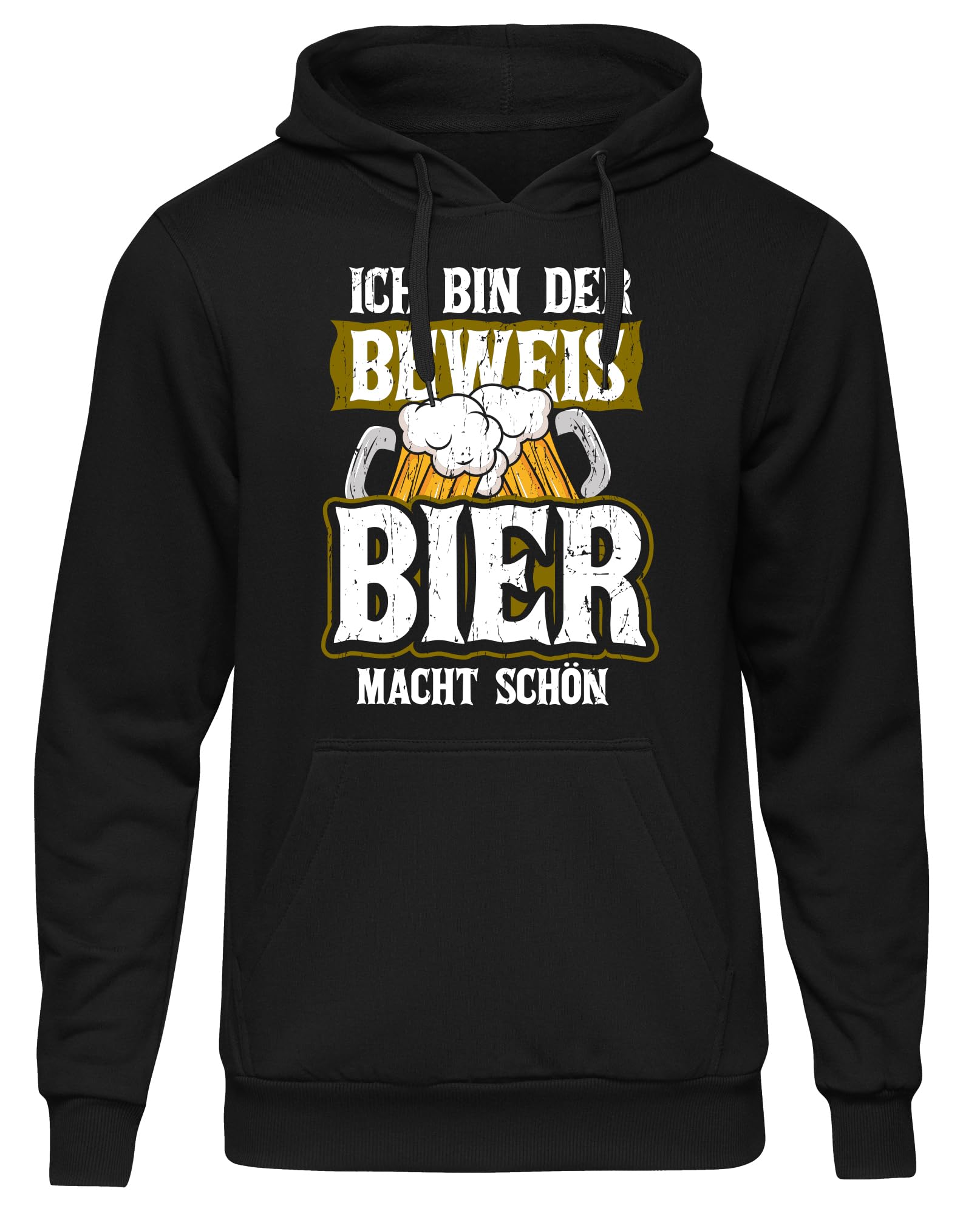 UGLYSHIRT Bier Macht schön Herren Kapuzenpullover | Sprüche Pullover Männer Mallorca Party Saufen Pullover Alkohol Hoodie Herren Beer | Schwarz (L)