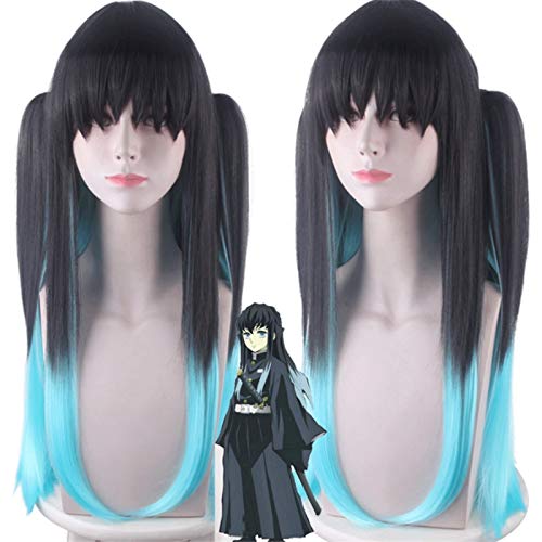 LINLINCD Cosplay wig Dämonentöter: Kimetsu no Yaiba Cosplay Perücken Tokitou Muichirou Lange Frauen Anime Rollenspiel Nezuko Tanjirou Agatsuma Zenitsu 1: 1