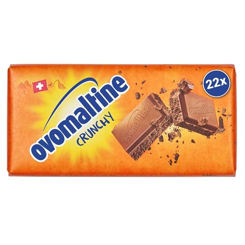 Ovomaltine Crunchy Tafel-Schokolade - Original Schweizer Vollmilch Schokoladen-Tafel mit knusprigen Stückchen aus feinstem Kakao, nachhaltig und UTZ-zertifiziert (22 x 100g)