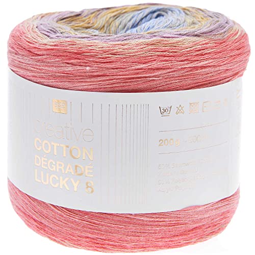 Bobbel Farbverlauf Rico Creative Cotton Degrade Lucky 8 multicolor (11), 200g Farbverlaufswolle zum Häkeln oder Stricken