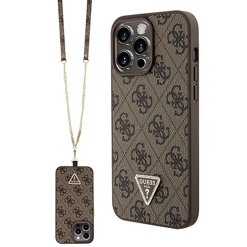 GUESS GUHCP15XP4TDSCPW Hülle für iPhone 15 Pro Max 6.7" braun hardcase Crossbody 4G Metal Logo