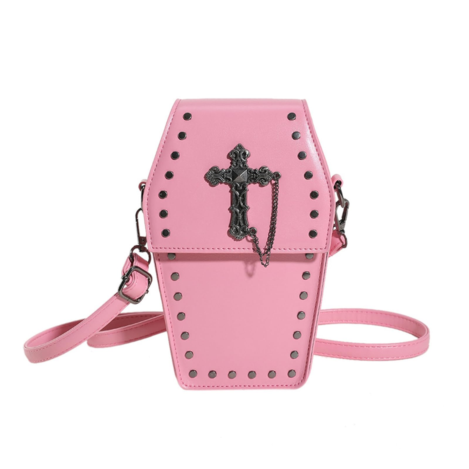 2023 Vielseitige Kleine Handytasche Nietenhandtasche Für Mädchen Frauen Geldbörse Halloween Gothic Tasche Sargförmige Tasche