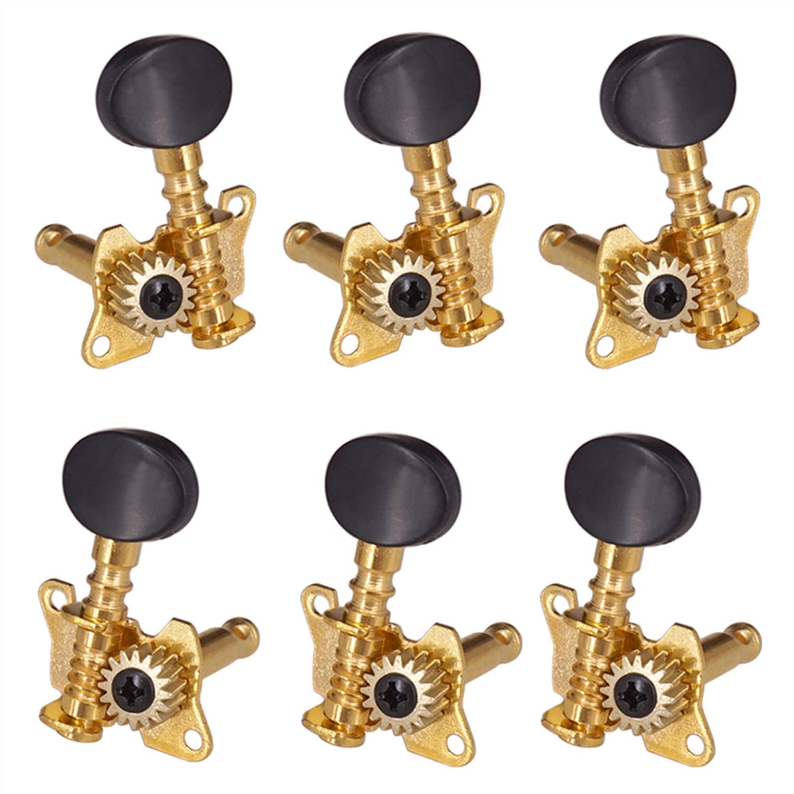 6 Stücke Rechts Links Gitarre Tounting Pegs Offen Maschine Köpfe Oval Button Gold Akustische Folk Gitarre Stimmwirbel Mechaniken