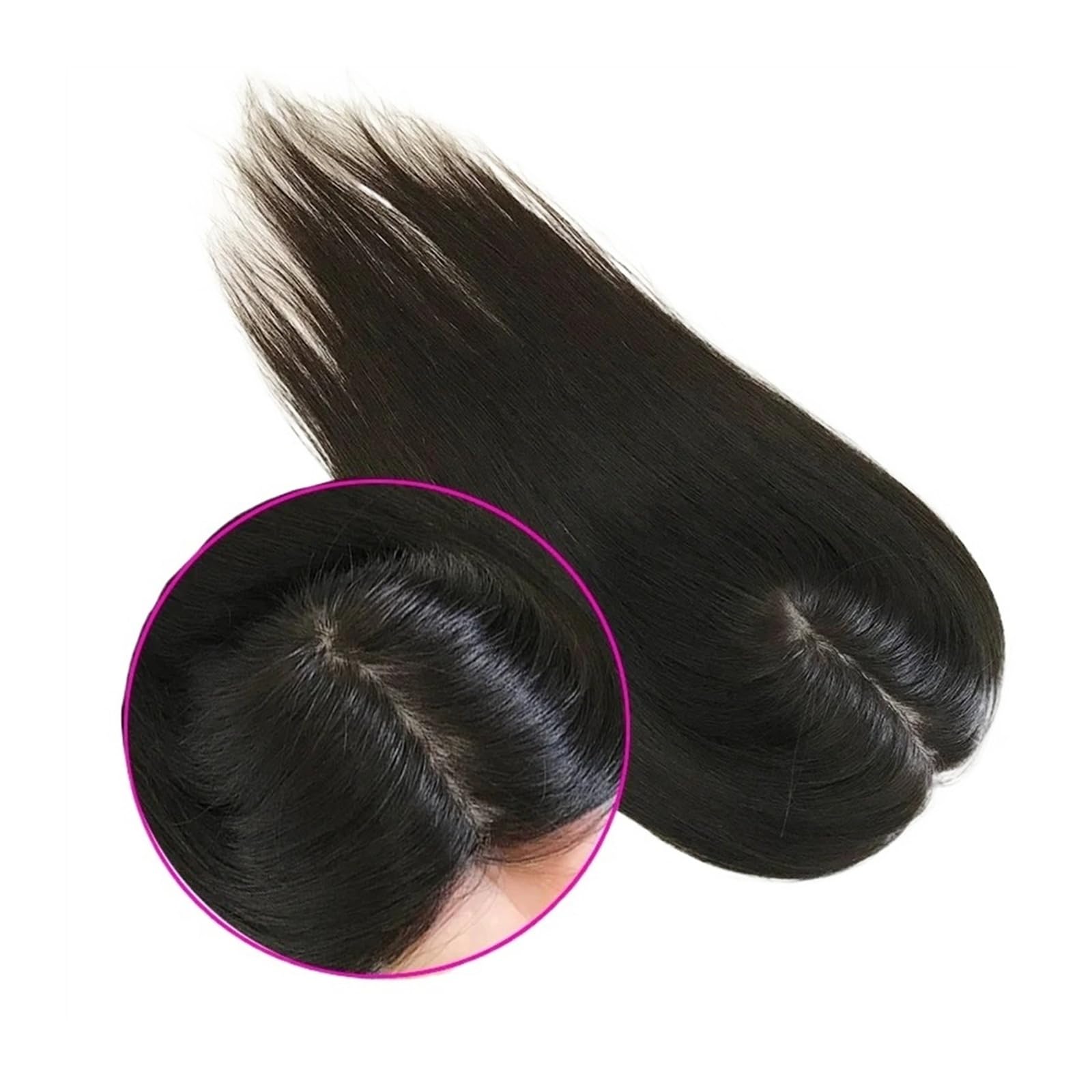 Haartopper für Frauen 12 x 13/15 x 16 cm Haaraufsatz for Frauen, glattes Echthaar, mit Clips auf Seidenbasis, natürliche Farbe, 130% europäisches Remy-Haar, Haarteile auf Vollseidenbasis Haarteil Top