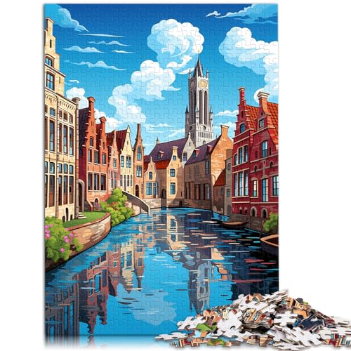 Puzzle für farbenfrohe, psychedelische Stadt, 1000-teiliges Puzzle, Holzpuzzle als Geschenk für die ganze Familie, 1000 Teile (50 x 75 cm)