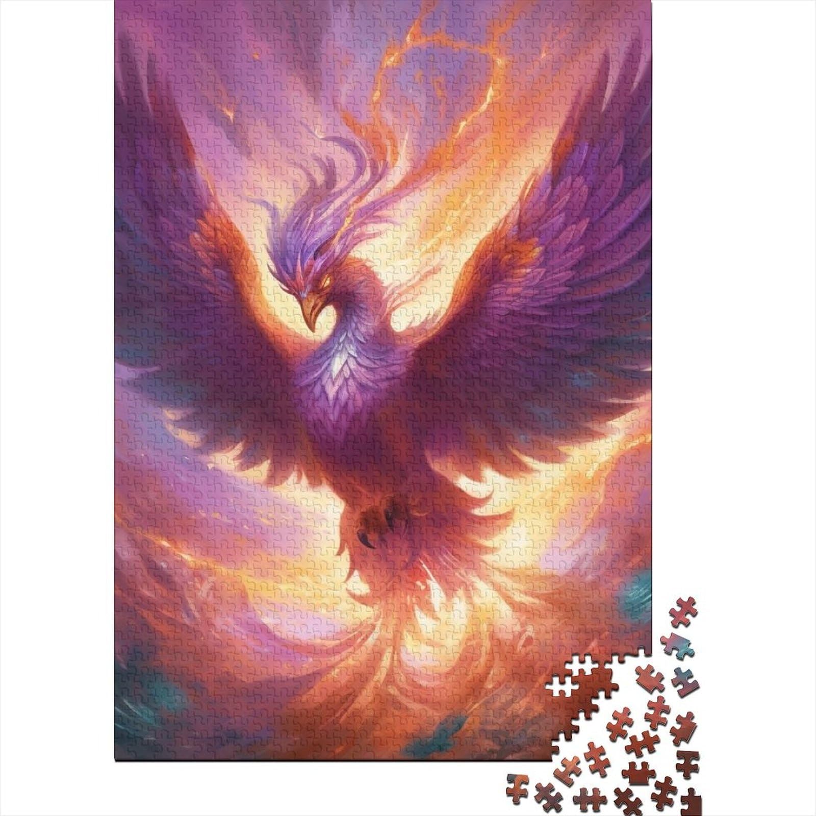 Phoenix Puzzle für Erwachsene, 1000 Teile, großes Holzpuzzle für Erwachsene, ganze Familie, 75 x 50 cm