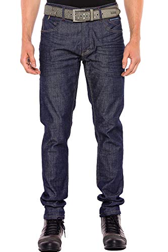 Cipo & Baxx Herren Jeans Hose Basic Casual 5-Pocket Denim Regular Fit Washed Jeans Pants Hose Dunkelblau W34 L34