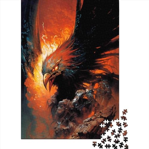 Traumhaftes Holzpuzzle „Phoenix“ für Erwachsene und Jugendliche von Difficult Challenging Puzzles, 1000 Teile, pädagogisches Spielzeug zum Stressabbau, 75 x 50 cm