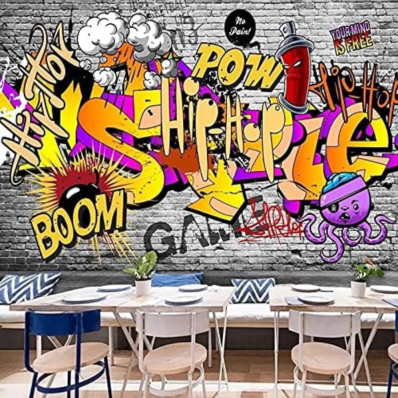 XLMING Straße Graffiti Bar Cafe 3D Tapeten Home Esszimmer Sofa Schlafzimmer Wohnzimmer TV Hintergrund-430cm×300cm