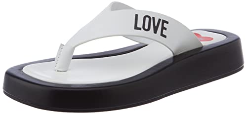 Love Moschino Damen Infradito Flipflop, Weiß, 39 EU