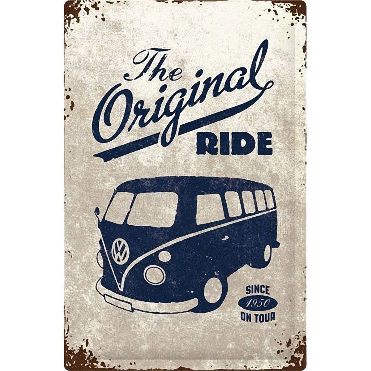 Nostalgic-Art Volkswagen Retro Blechschild - VW Bulli T1 - Original Ride, Blechschild als Vintage VW Bus Geschenk-Idee, zur Dekoration, 40 x 60 cm