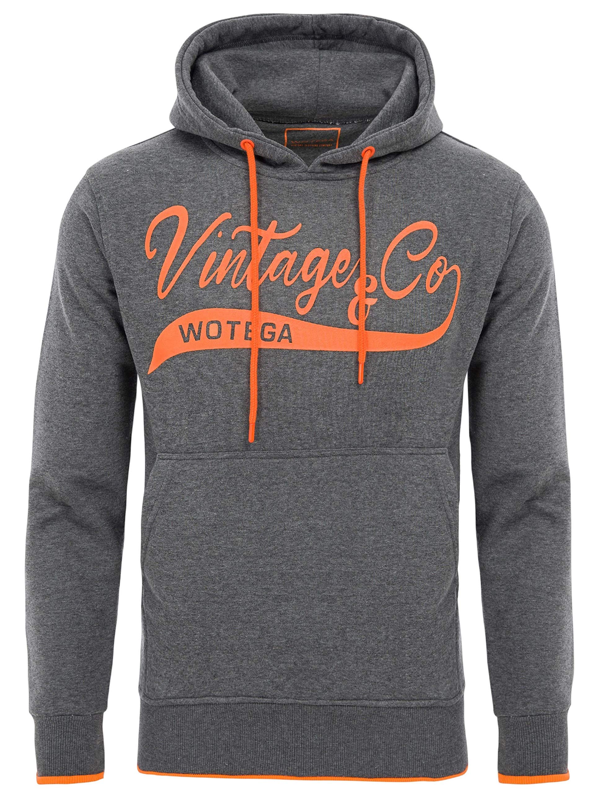 WOTEGA WT Star Herren Hoodie - Dunkelgrauer Pullover Mit Kapuze - Sweater Für Männer Anthrazit - Sweatshirt mit Taschen, Grau (tornado 183907), XL