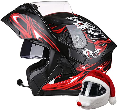 Motorradhelm-Bluetooth-Helm Motorrad Klapphelm Damen Und Herren,ECE/DOT Zertifiziert Motorradhelm Integralhelme Mit Doppelvisier Große Perspektive Große Größe (Color : G, Größe : 2XL=62-63cm)