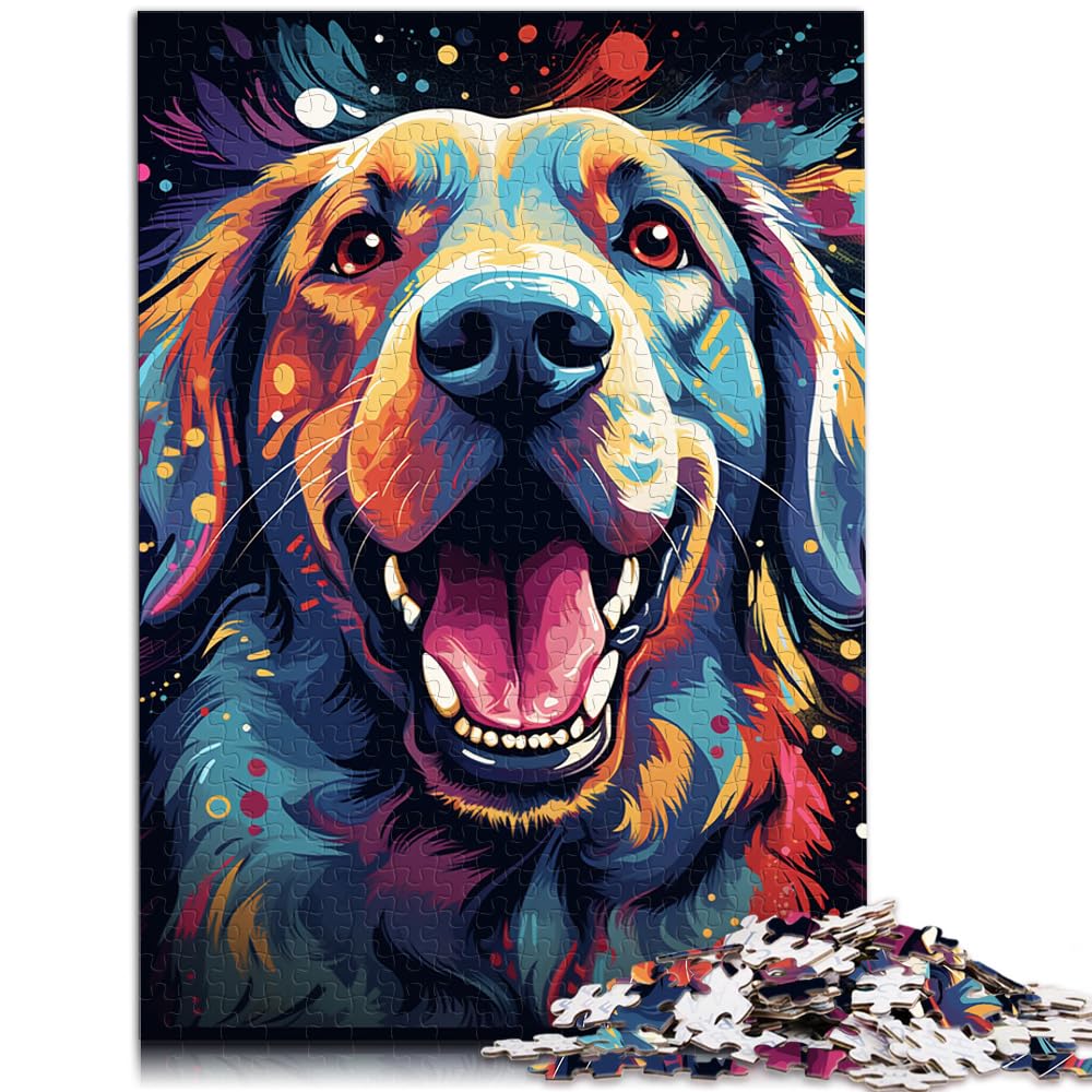 Puzzle für farbenfrohe psychedelische Hunde, Puzzle für Erwachsene, 1000 Teile, Holzpuzzle, Familienunterhaltungsspielzeug, 1000 Teile (50 x 75 cm)