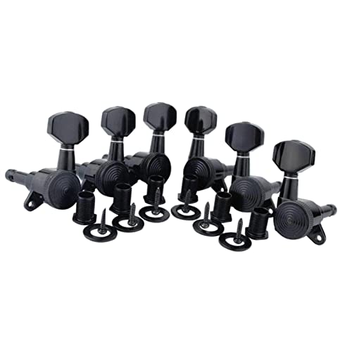 6 / Set Verriegelung Gitarrenmaschine Köpfe Tuner Getriebeverhältnis 1:18 Knöpfe Tuning Keys Verschleißfest Stimmwirbel Mechaniken (Color : Black 3L3R)