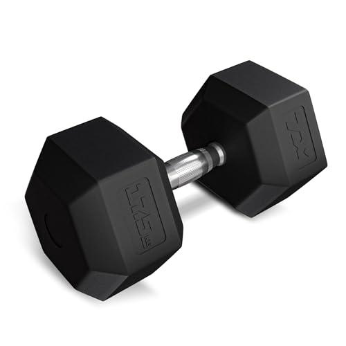 TREX SPORT Hexagon Hanteln | gummierte Kurzhanteln 2,5kg-20kg mit verchromtem Griff | Hanteln Dumbbells (1x17,5 kg)