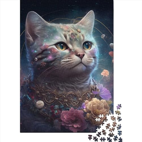 Katzen-Puzzle aus Holz, 1000-teiliges Puzzle für Erwachsene und Teenager, anspruchsvolles Spiel (Größe: 75 x 50 cm)