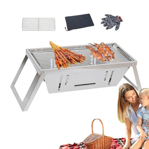 Outdoor-Grillofen aus Edelstahl,Grill-Grillofen | Klappbarer Camping-Grillofen,Tragbarer Campinggrill für Outdoor-Reisen, Rucksackreisen