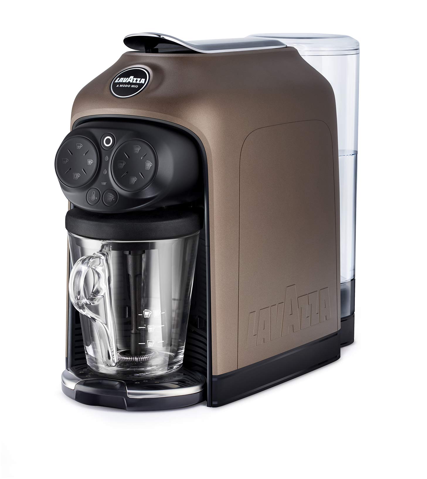 Lavazza, A Modo Mio Deséa Kapsel-Kaffeemaschine, Kompatibel mit A Modo Mio Kapseln, Touch-Interface, Signalton, Abschaltautomatik, Spülmaschinenfeste Zubehörteile, 1500 W, 220-240 V, Walnussbraun