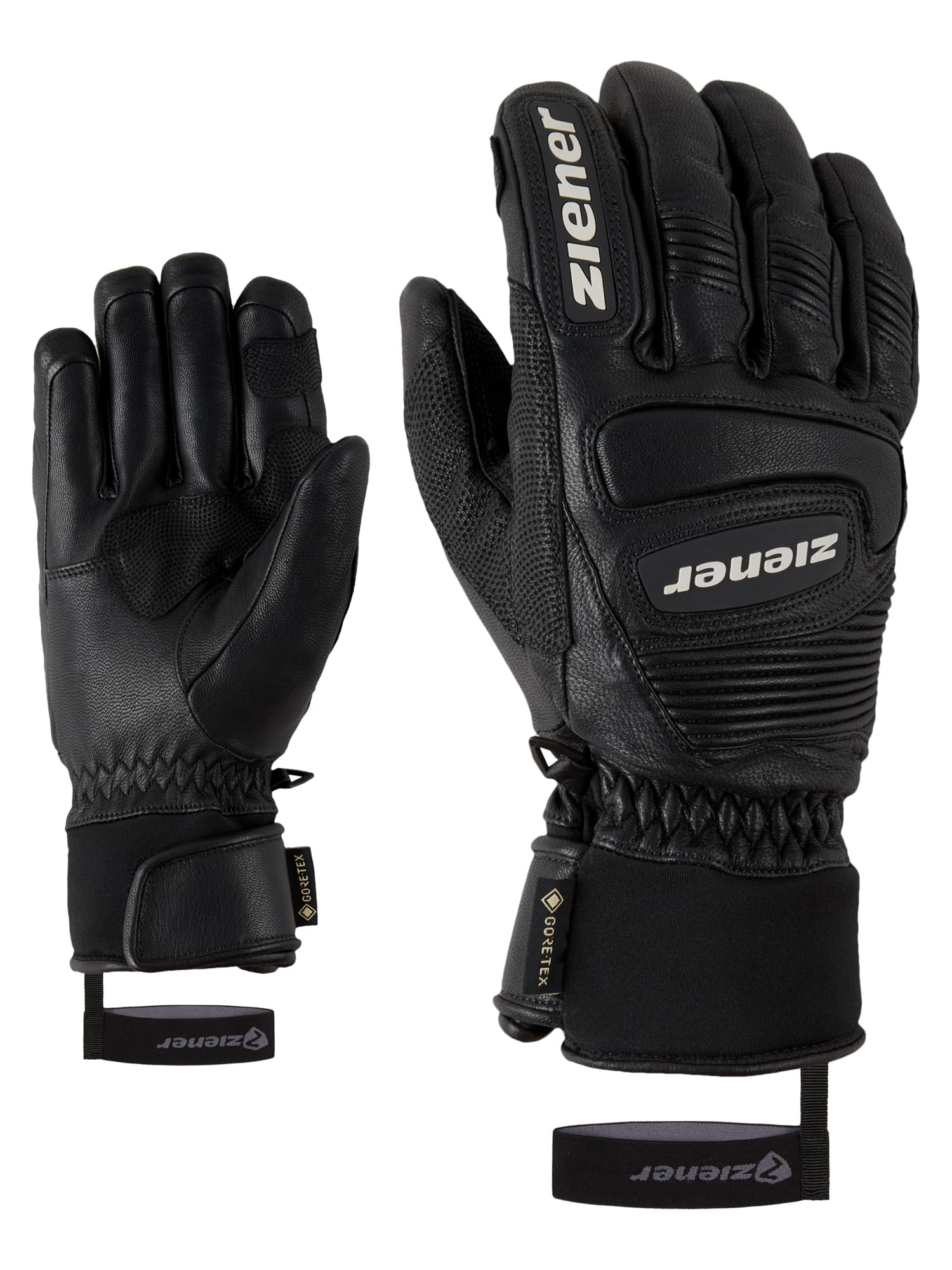 Ziener Erwachsene Guard GTX Grip PR Ski-Handschuhe/Wintersport | Wasserdicht, Atmungsaktiv, Gore-tex, Primaloft, Leder, Rennlauf, Schwarz (black), 6.5