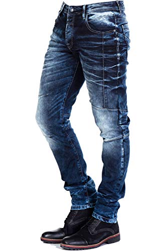 Cipo & Baxx Herren Jeans Hose Straight Fit verwaschen Used Look Denim Hose Blau W38 L34