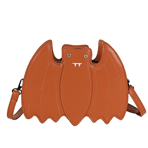 ohodhmnu Damen-Tragetasche, Fledermausform, Crossbody-Taschen für kreative Tier-Schulter-Geldbörse für Frauen, Handtaschen, Tiermuster-Taschen, braun, Large