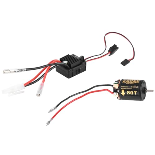 Qhpnunhq 540 Brushed Motor 80T mit 1060 Brushed ESC 60A 2-3S LiPo Wasserdichter Elektrischer Geschwindigkeitsregler für RC 1/10 Crawler Car