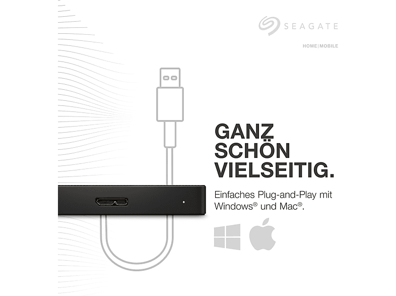 SEAGATE Expansion Portable, Exclusive Edition Festplatte, 2 TB HDD, 2,5 Zoll, extern, Schwarz