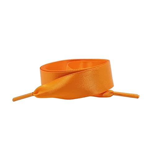 RybdaFDc Schnürsenkel, 1 Paar, 19 Farben, Seidenschnürsenkel, 2 cm Breite, flache Schnürsenkel aus Band, for Stiefel, Damen-Sneakers, Schnürsenkellänge 80 cm, 100 cm, 120 cm(Orange,120cm)