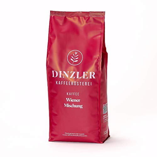 Dinzler Kaffeerösterei Wiener Mischung 1000g | ganze Kaffeebohnen | hochwertige Kaffeebohnen | Ideal für French Press & Vollautomaten | Geschmack wie im Wiener Kaffeehaus