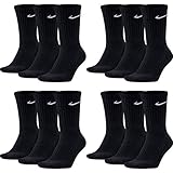 Nike 15 Paar Herren Damen Socken Set Tennissocken Sportsocken Laufsocken Paket Bundle SX4508 Weiß Schwarz Grau, Sockengröße:46-50, Farbe:Schwarz