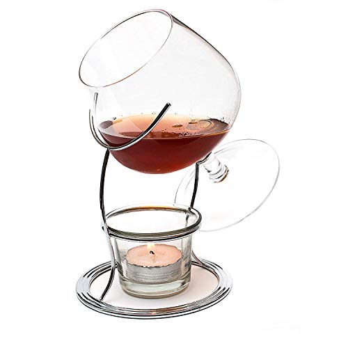 CKB Ltd® Brandy & Cognac Snifter Warmer Brandy Gläser Cognacgläser & Schwenker Brandy-Glas Stand Gift Set Wärm-Ständer, Teelicht & Teelichthalter