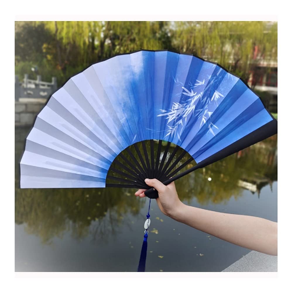 VSULZVNU Faltfächer Handfächer Qinglong Antiker Fächer Faltfächer Jungen Chinesischer Stil Retro Bambus Seidentuch Dosenfächer Stil Antikes Kostüm Hanfu Fan Fan (B) (B)