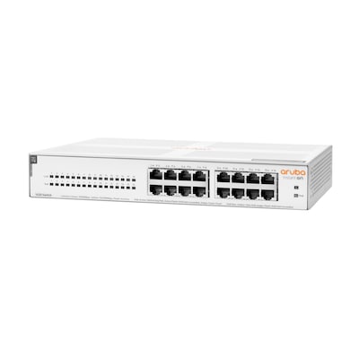 Aruba Instant On 1430 16-Port Gb Unmanaged PoE Switch | 16-Port Class 4 PoE (124W) - 16x 1G Ports | Fanless | EU Europe Cord (R8R48A#ABB)