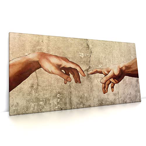 CanvasArts Michelangelo, Hände - Leinwand Bild auf Keilrahmen - Sixtinische Kapelle Reproduktion (100 x 50 cm, Leinwand auf Keilrahmen)