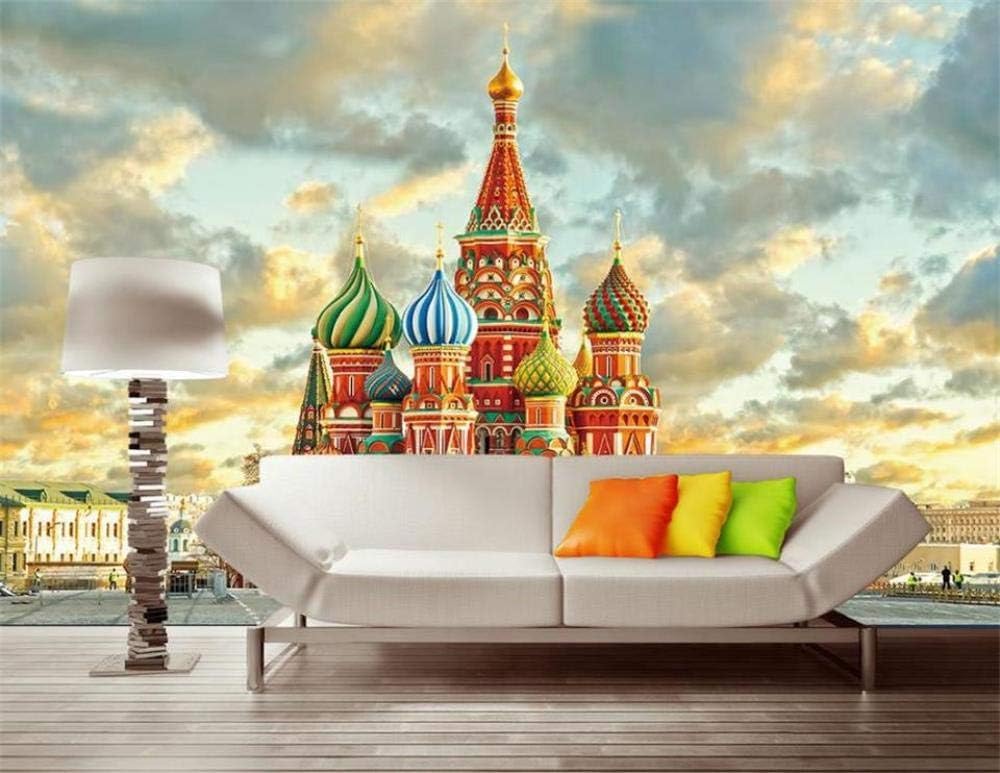 Bunte Schlösser Städtische Architektur Himmel 3D Tapete Poster Restaurant Schlafzimmer Wohnzimmer Sofa TV Dekorative Wand-400cm×280cm