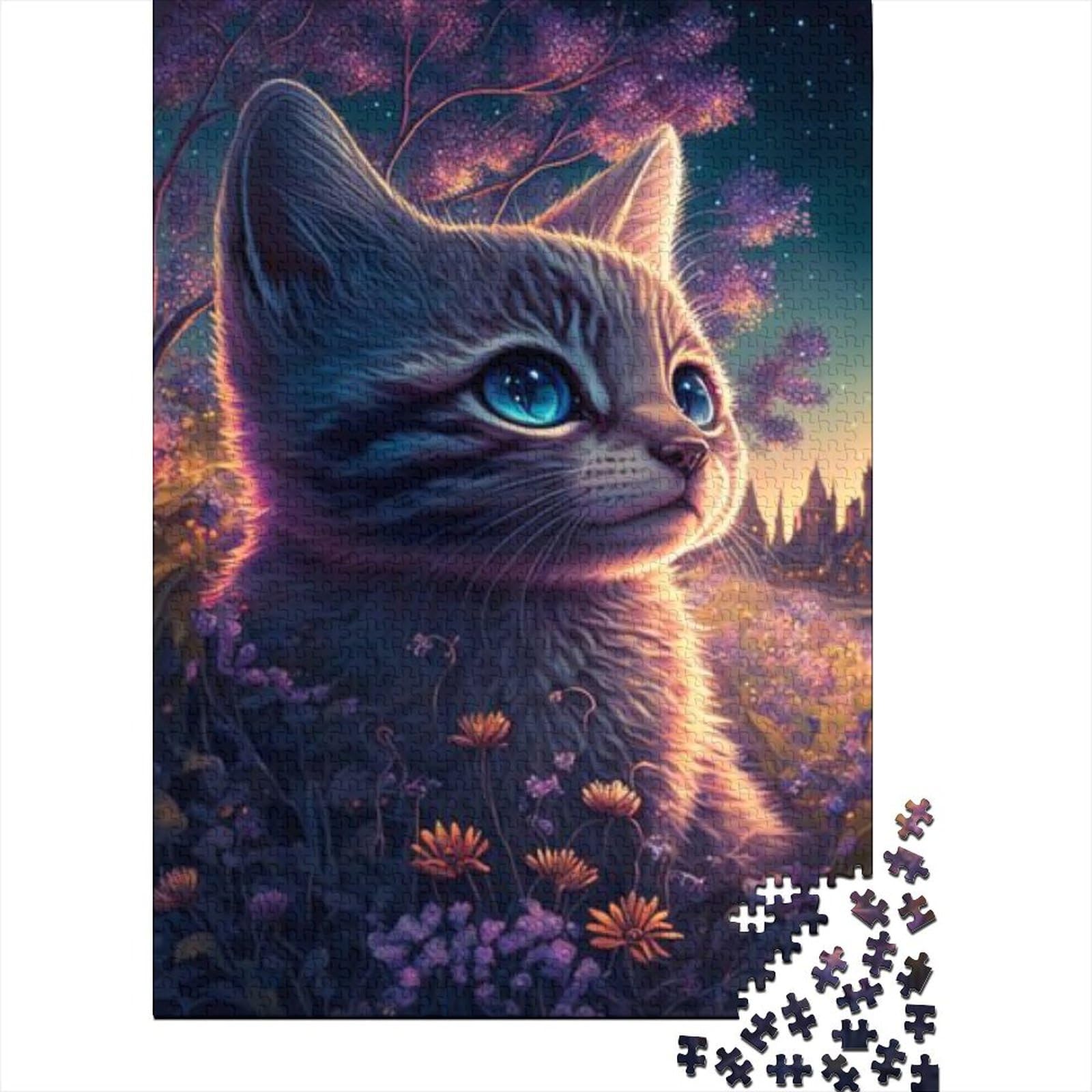 1000-teiliges Puzzle für Erwachsene, süßes Katzen-Puzzle für Erwachsene, Holzbrett-Puzzle, entspannendes geistiges Lernspielzeug, Größe: 75 x 50 cm