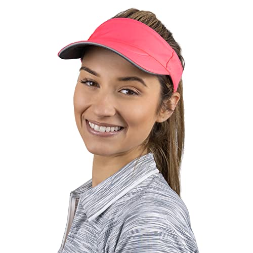 TrailHeads Visor Cap Damen - Sonnenschild Damen zum Laufen, Golf und Tennis – Recyceltes Tennis Cap Damen - Helle Koralle