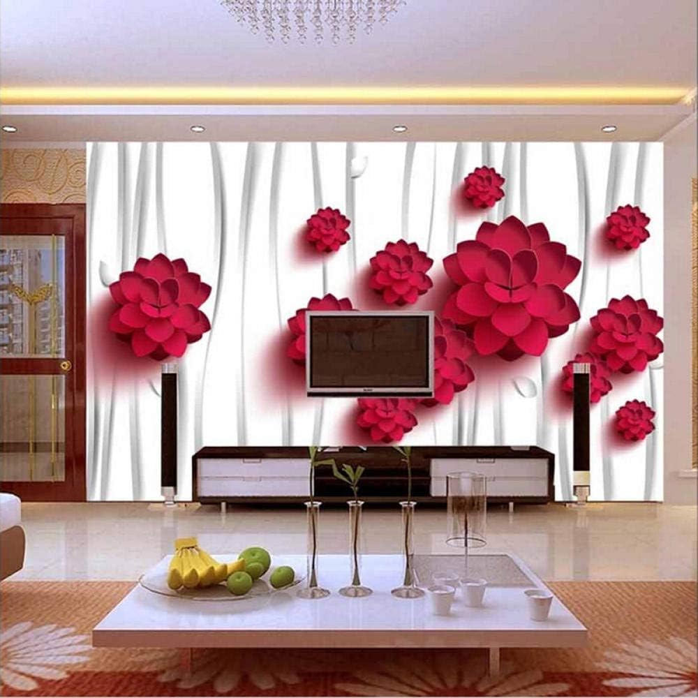 Rote Blume 3D Tapete Poster Restaurant Schlafzimmer Wohnzimmer Sofa TV Dekorative Wand-430cm×300cm