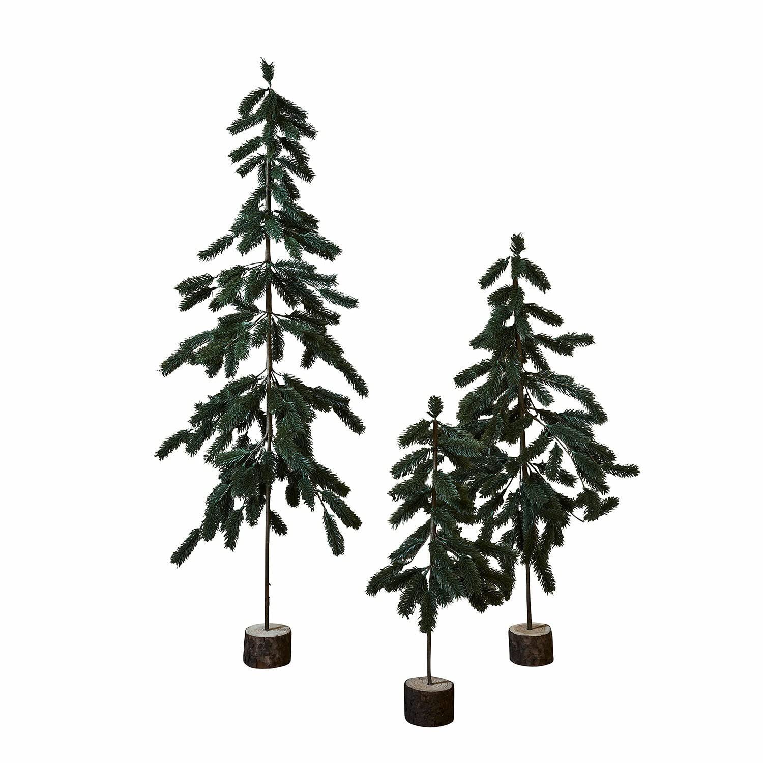 Loberon Weihnachtsbaum 3er Set Lorin, Verschiedene Größen, Kunstnadel-Baum, Deko-Tanne, Weihnachtsdeko, Weihnachten, Kiefernholz, Eisen, Kunststoff, grün